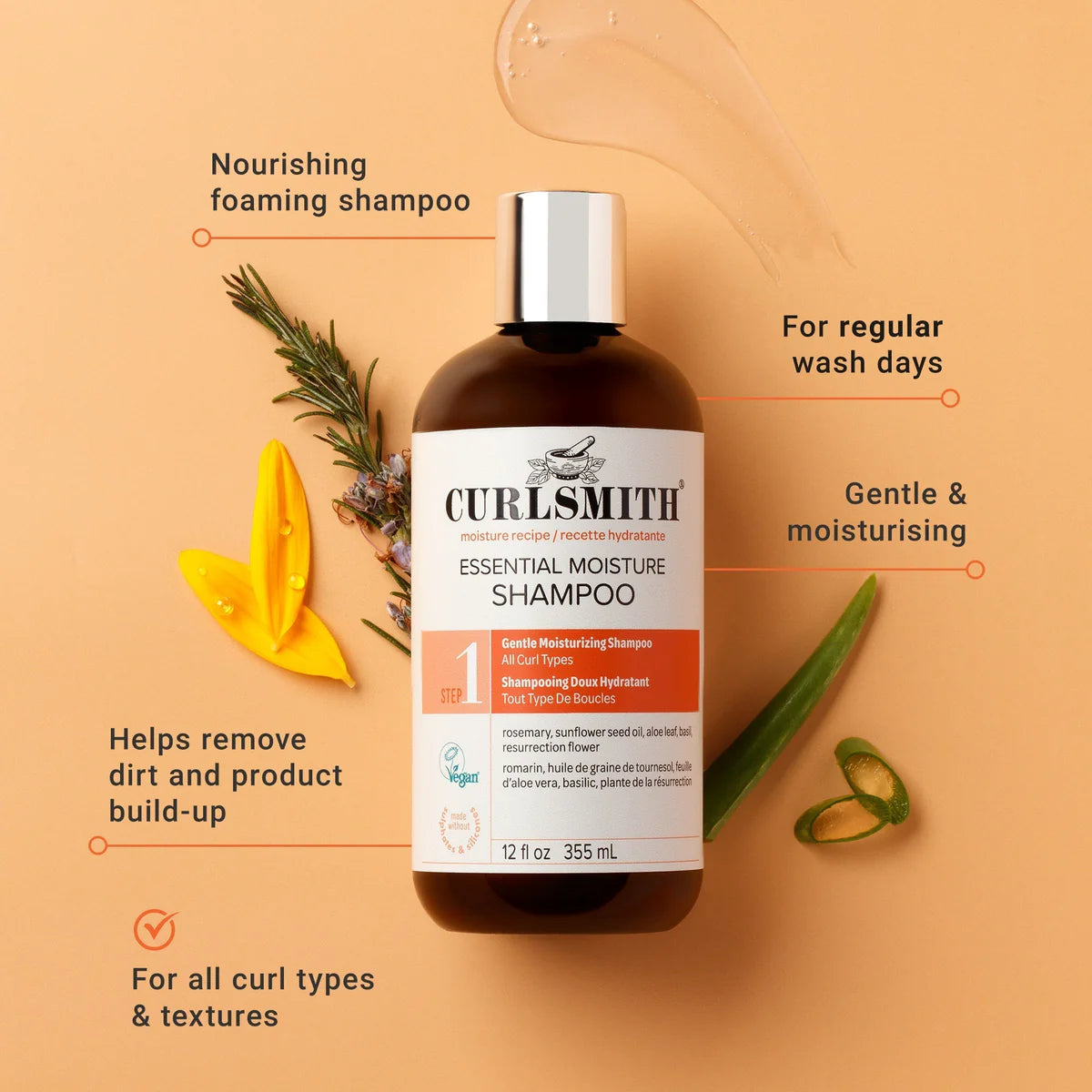 Curlsmith Essential Moisture šampūnas riebiai odai