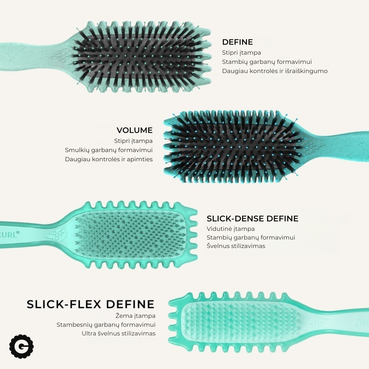 Bounce Curl Slick-Dense Define EdgeLift šepetys jautriems plaukams